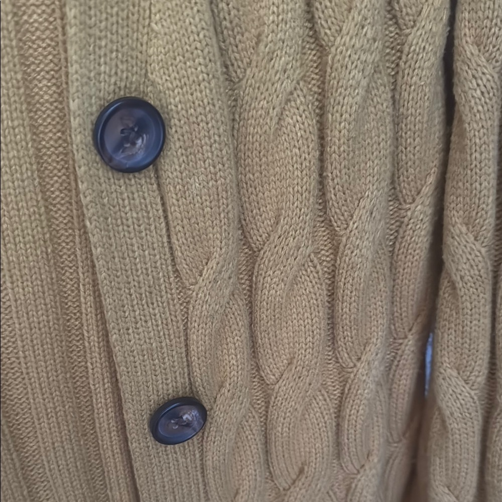 Yellow Ribbed Knit Cardigan Sweater - Picture 3 of 3
